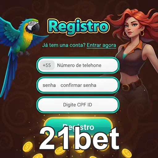 Tela de cadastro VIP do 21bet, destacando serviços exclusivos para apostadores.